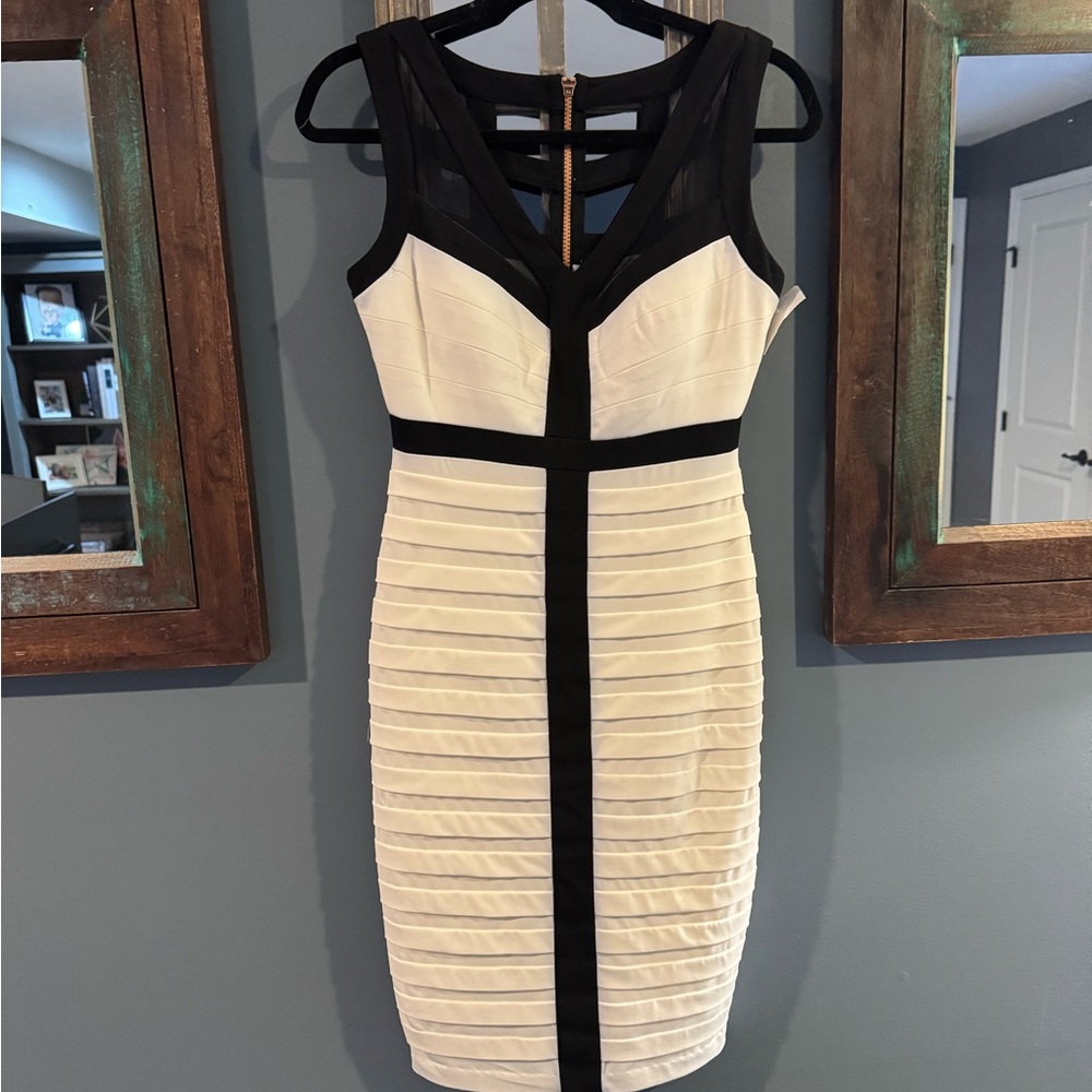 Chic Black and White Bandage Dress